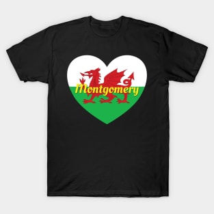 Montgomery Wales UK Wales Flag Heart T-Shirt